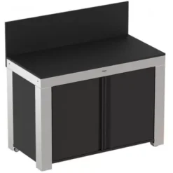 Meuble De Cuisine Inox Et Acier Galvanisé Noir FELIX 120 X 60 - ENO -Barbecue Soldes Boutique meuble de cuisine ferme inox et acier galvanise noir felix 2
