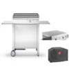 Pack Plancha électrique Chef 55 Lisse + Chariot Fermé + Housse + Capot - PLANET -Barbecue Soldes Boutique pack plancha elec chef 55 lisse char ferme houscapot